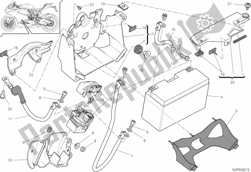 Todas as partes de Suporte Da Bateria do Ducati Superbike 959 Panigale ABS 2017